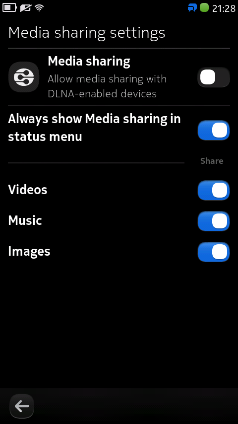 DLNA sharing