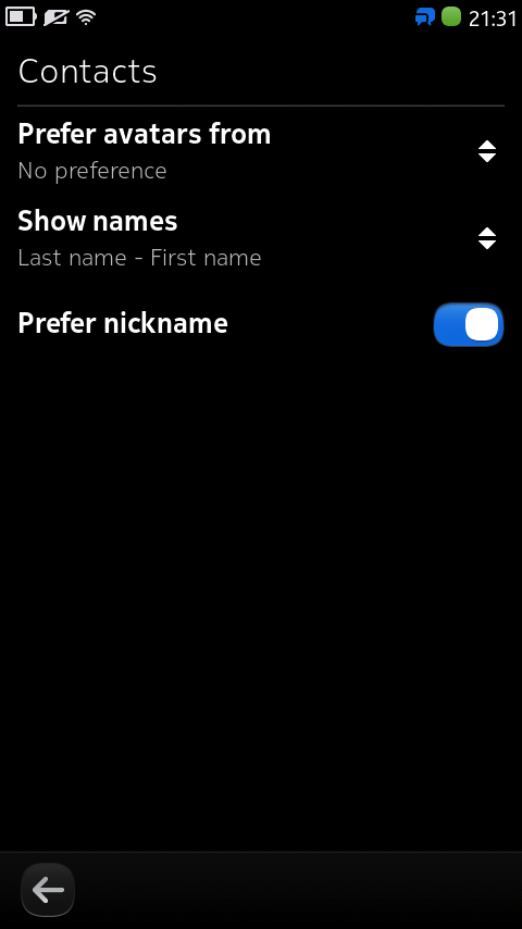 Contact settings