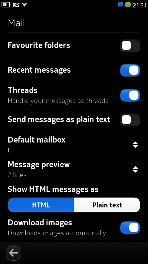 Mail settings has thread option