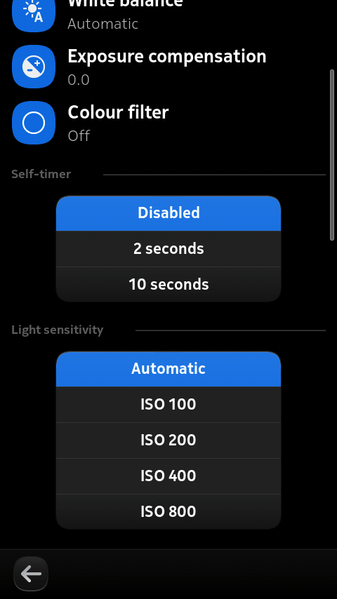Camera settings